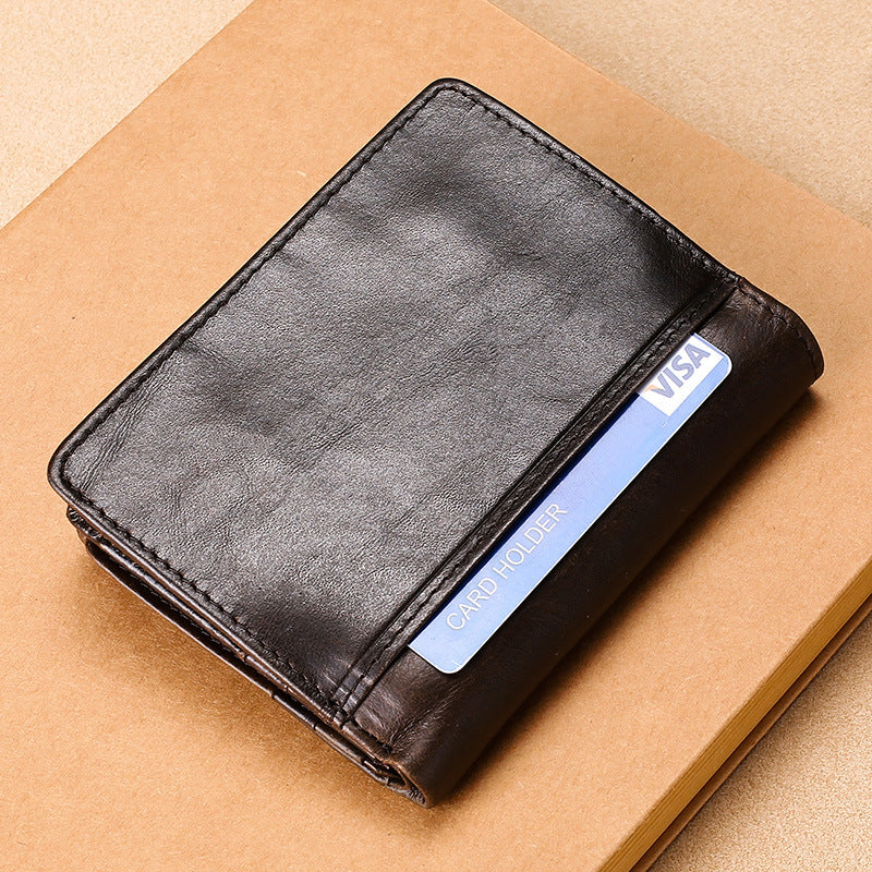 Men's Crazy Horse Leather Retro Short Men's Wallets