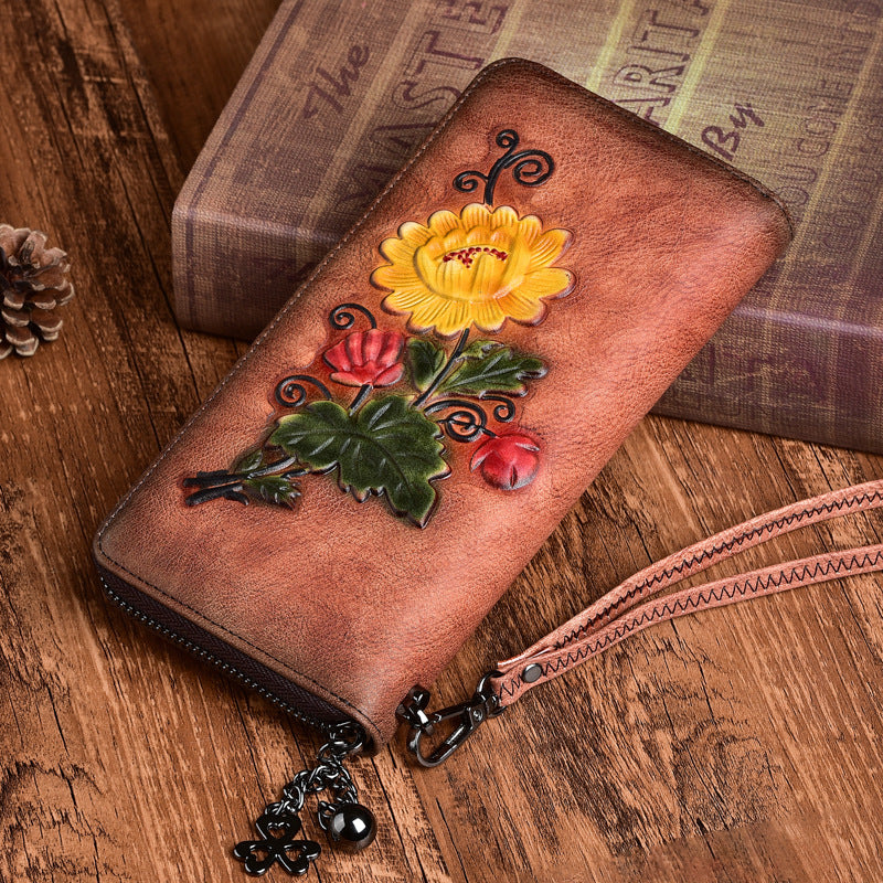 Female Zipper Retro Rub Colored Hand Ladies Wallets