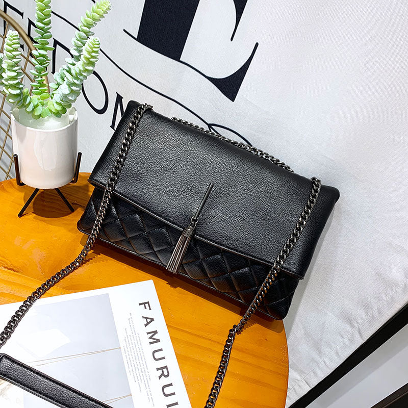 Women's Fashion Diamond Plaid Embroidered Korean Versatile Shoulder Bags