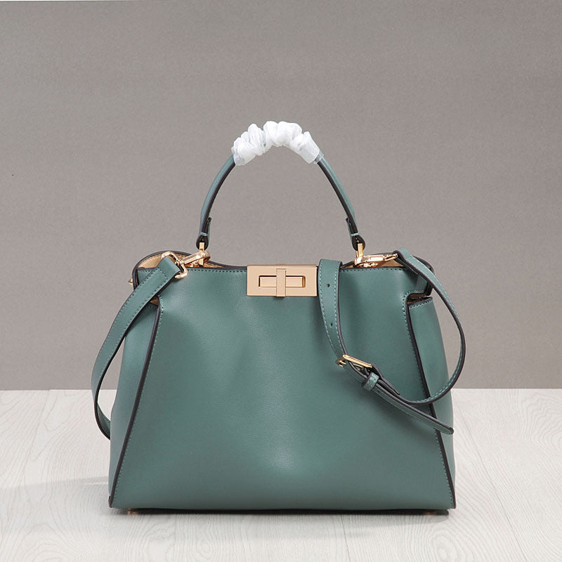 Women's Woman Genuine Leather Rotating Large With Cat Design Crossbody Bags