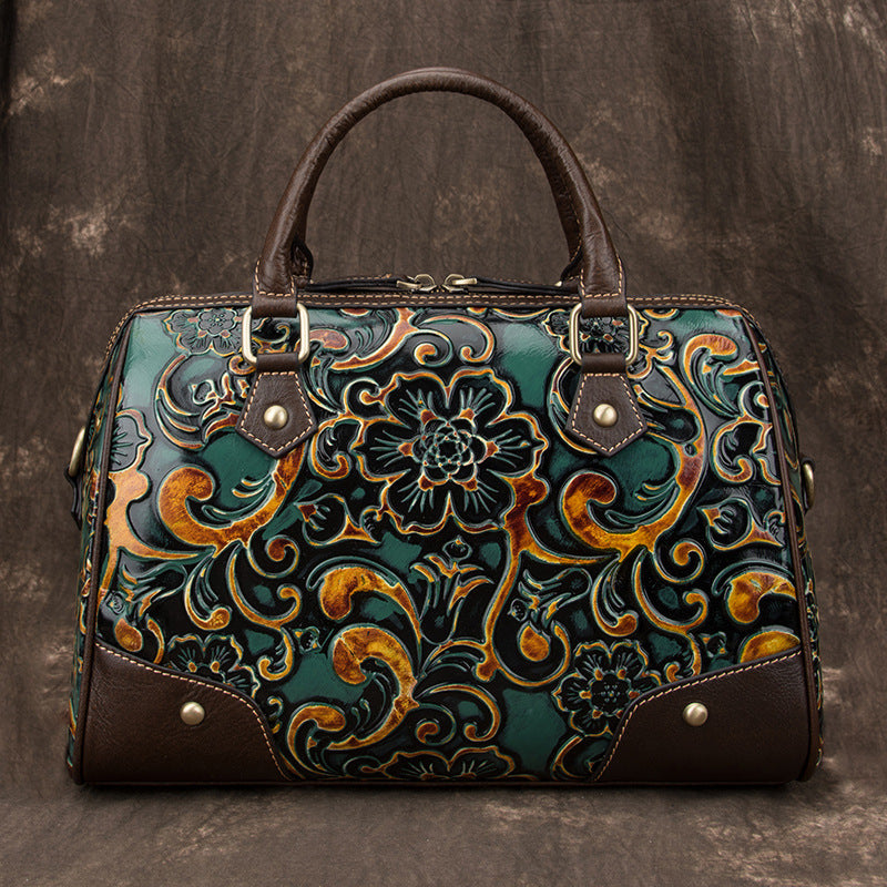 Women's Cowhide Hand-rub Color Leather Large Capacity Handbags