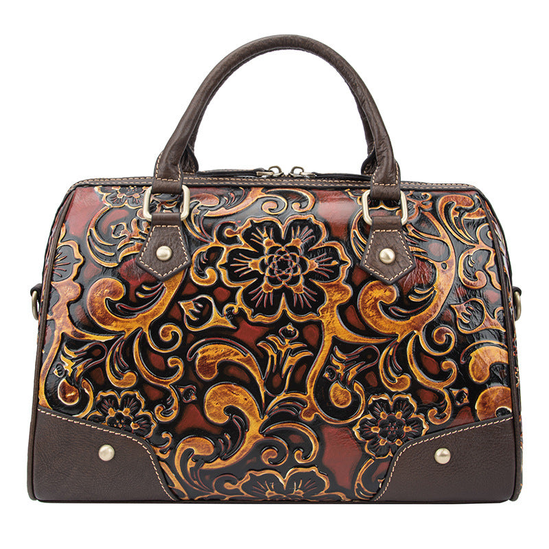 Women's Cowhide Hand-rub Color Leather Large Capacity Handbags