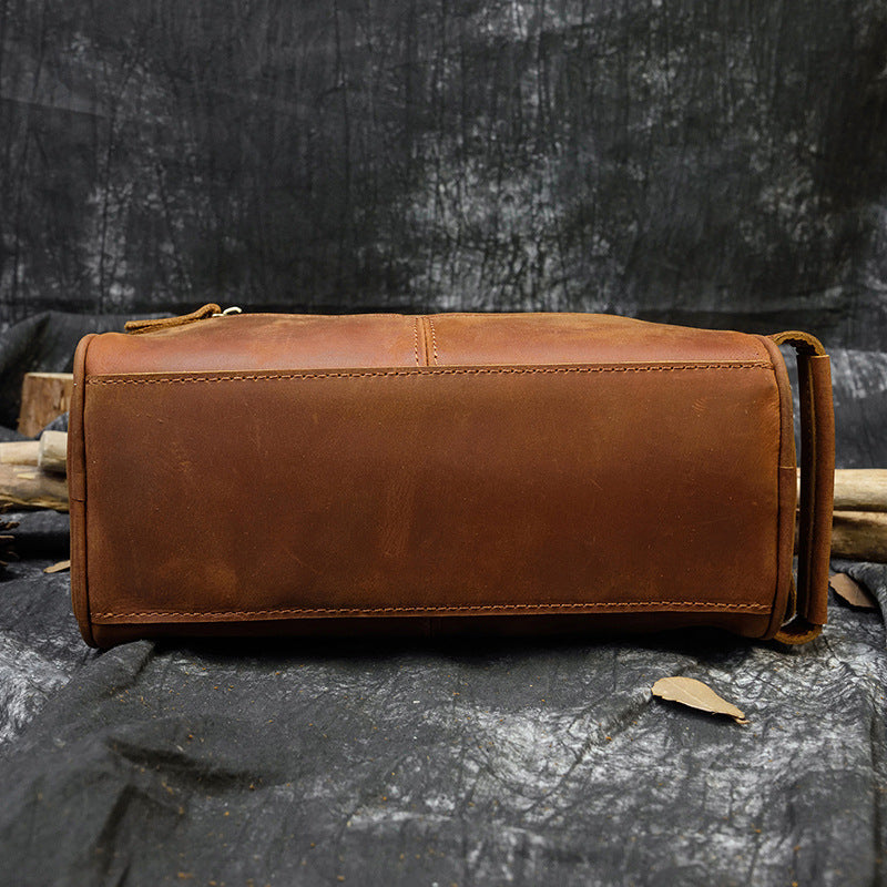Women's Genuine Leather Retro Clutch Crazy Horse Multifunctional Men's Handbags