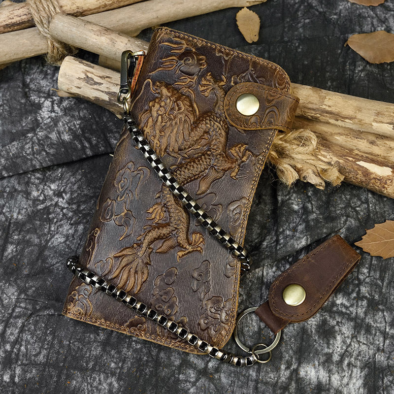Men's Horse Long Iron Chain Embossed Domineering Men's Wallets