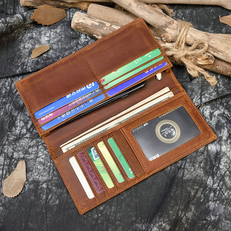 Men's Horse Leather Long First Layer Cowhide Men's Wallets