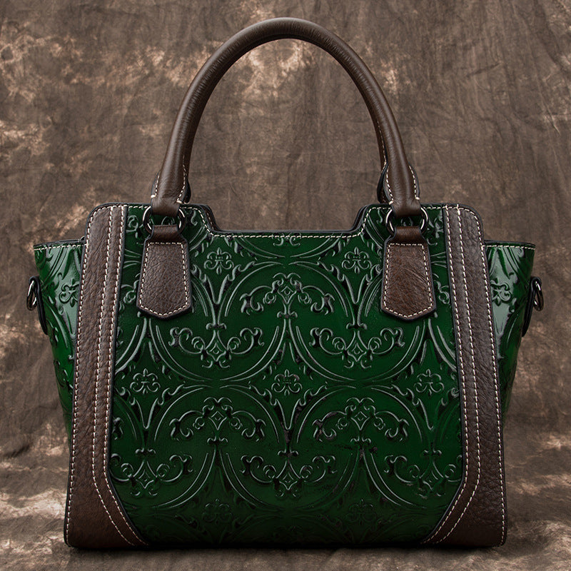 Women's Retro Simple Large Capacity Cattle Leather Handbags