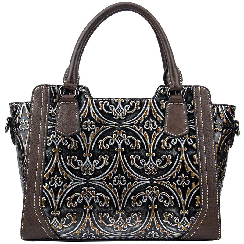 Women's Retro Simple Large Capacity Cattle Leather Handbags