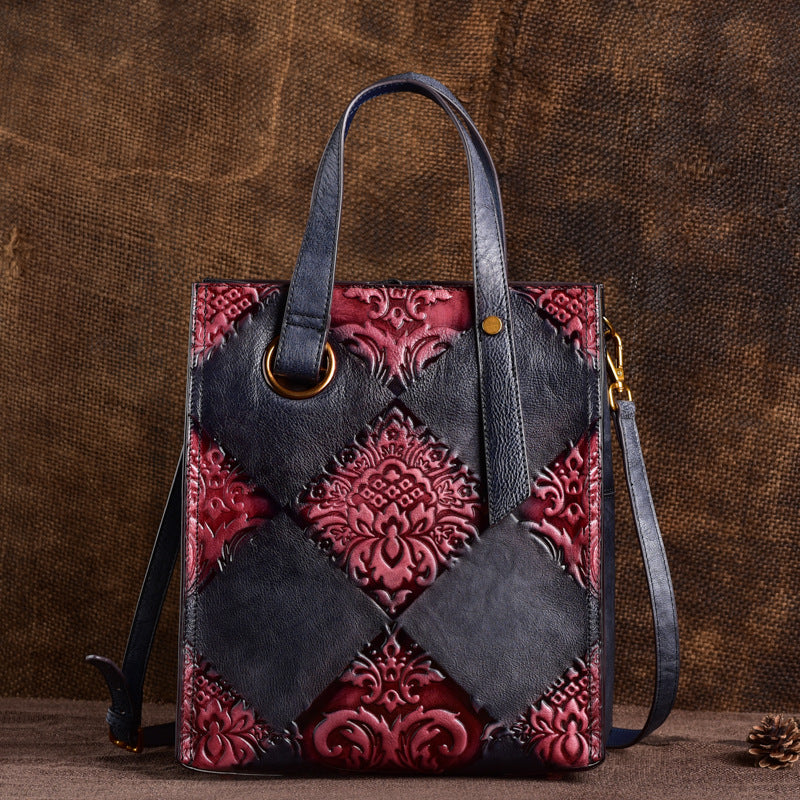 Women's Broadcast Genuine Leather Retro Embossing Hand-rub Handbags