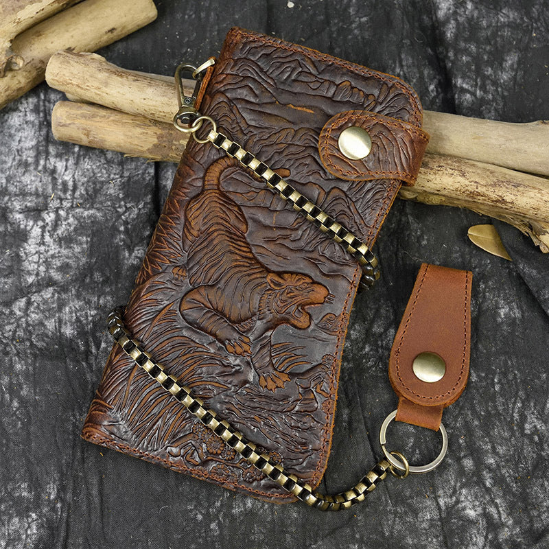 Men's Horse Long Iron Chain Embossed Domineering Men's Wallets