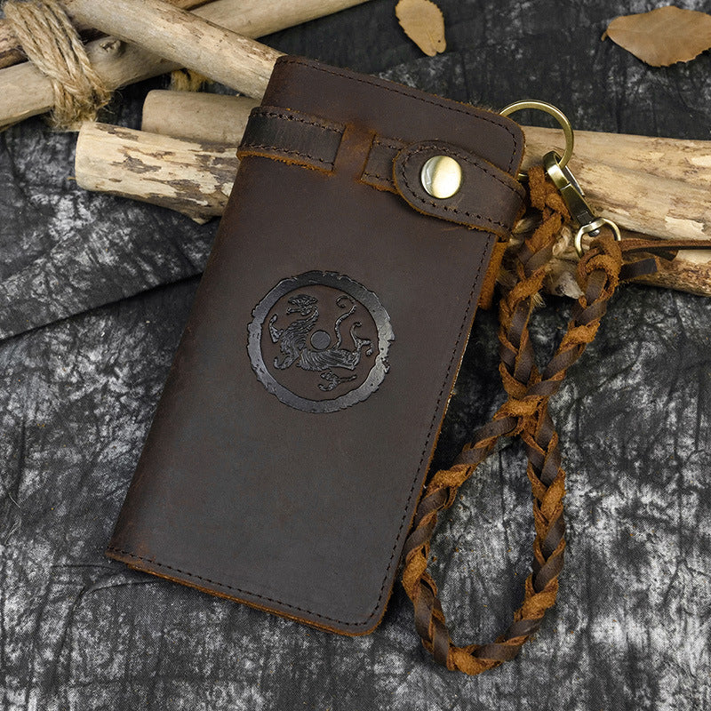 Men's Crazy Horse Leather Vintage Long First Men's Wallets
