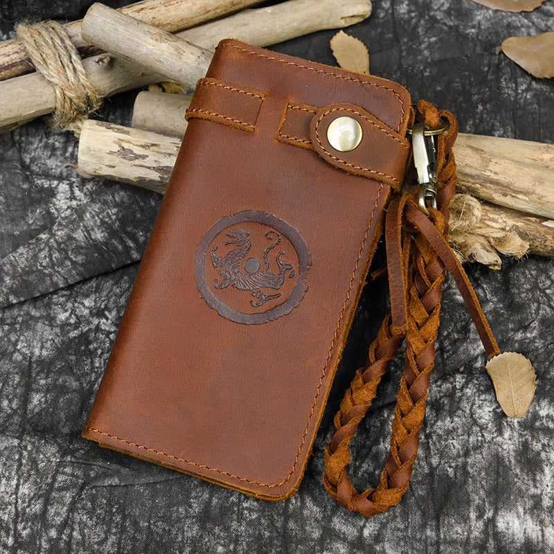 Men's Crazy Horse Leather Vintage Long First Men's Wallets