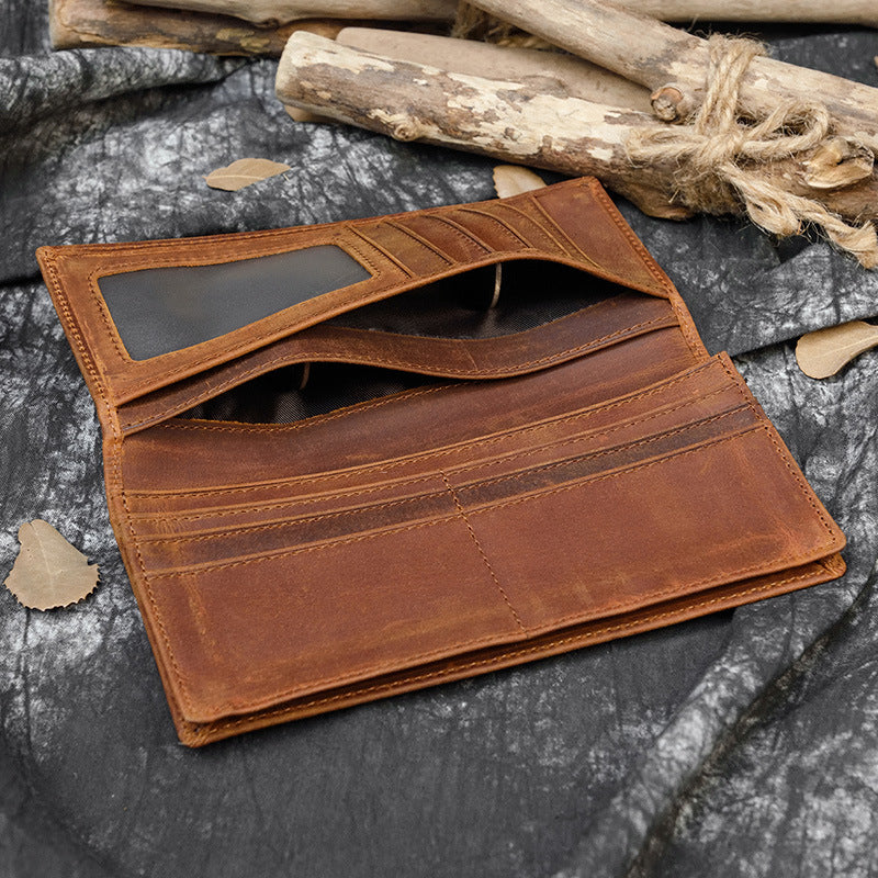Men's Horse Leather Long First Layer Cowhide Men's Wallets