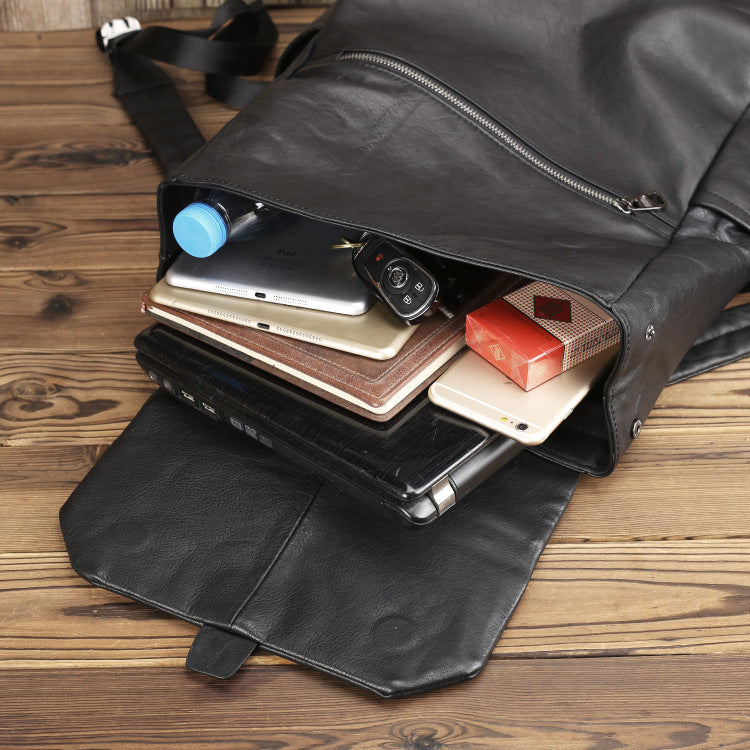 Men's Super Soft Leather Simple Fashion Trendy Backpacks