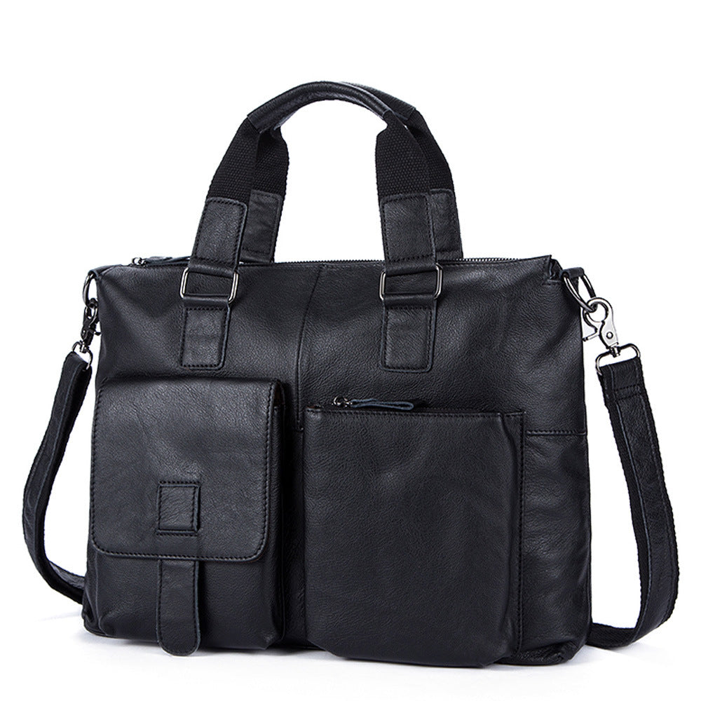 Men's Leather Vintage First Layer Business Inch Men's Handbags