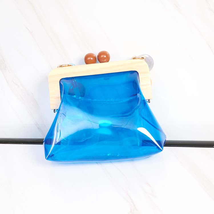 Women's Stylish Korean Acrylic Wooden Clip Chain Crossbody Bags