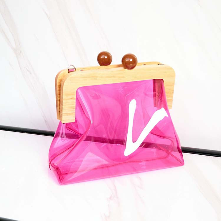 Women's Stylish Korean Acrylic Wooden Clip Chain Crossbody Bags