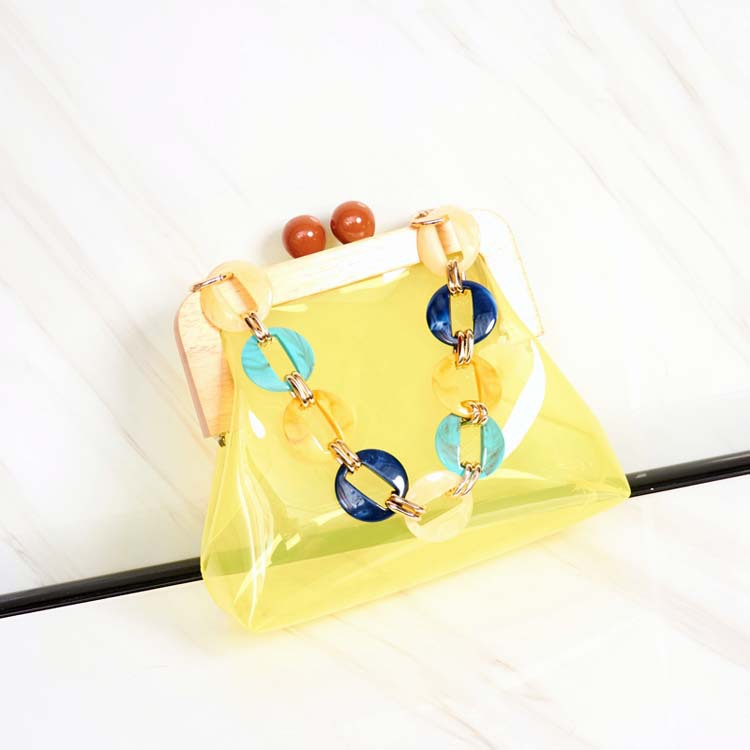 Women's Stylish Korean Acrylic Wooden Clip Chain Crossbody Bags
