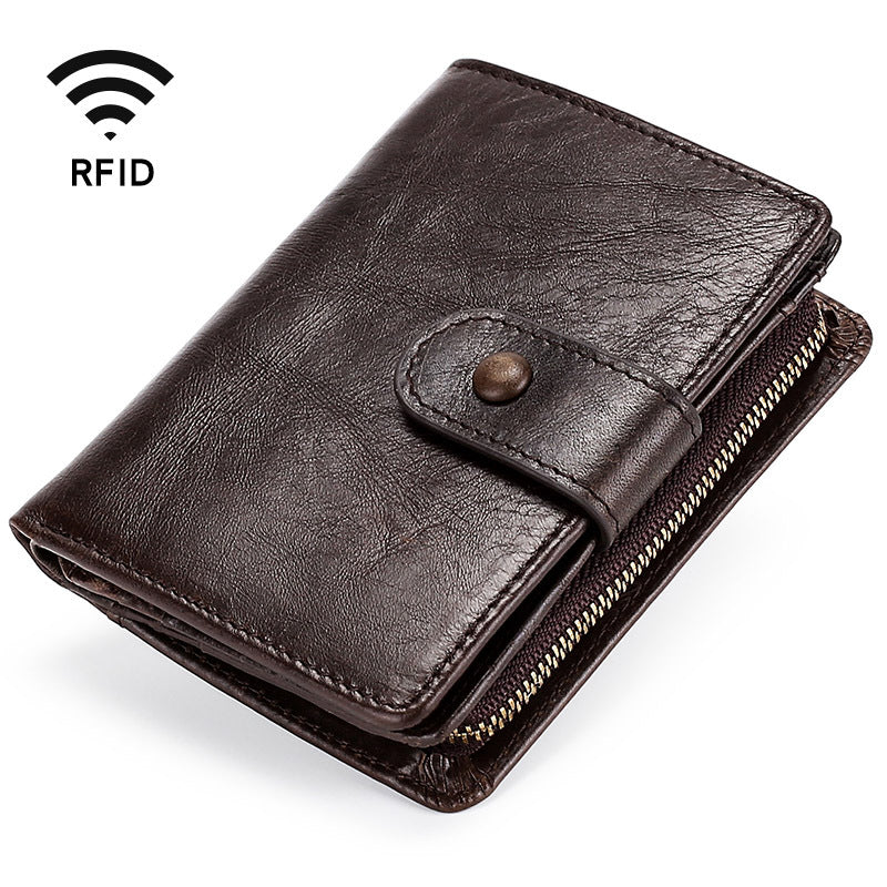 Men's Crazy Horse Leather Retro Short Men's Wallets