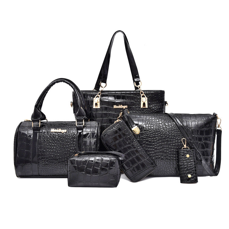 Women's Fashion Retro Large Capacity Crocodile Pattern Shoulder Bags