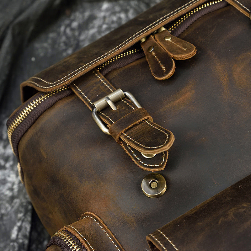 Men's Style Large Capacity Crazy Horse Leather Backpacks