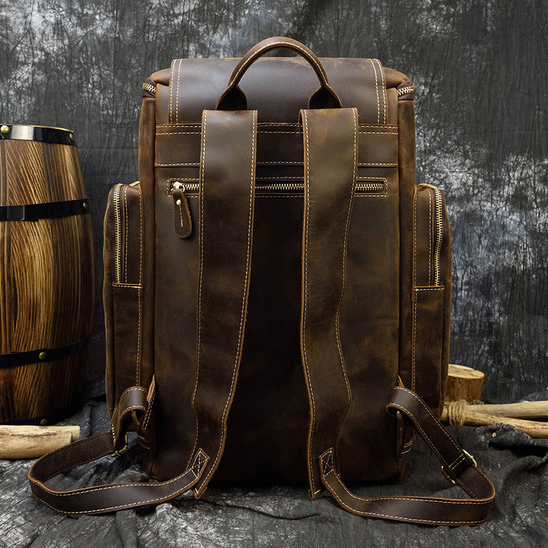 Men's Style Large Capacity Crazy Horse Leather Backpacks