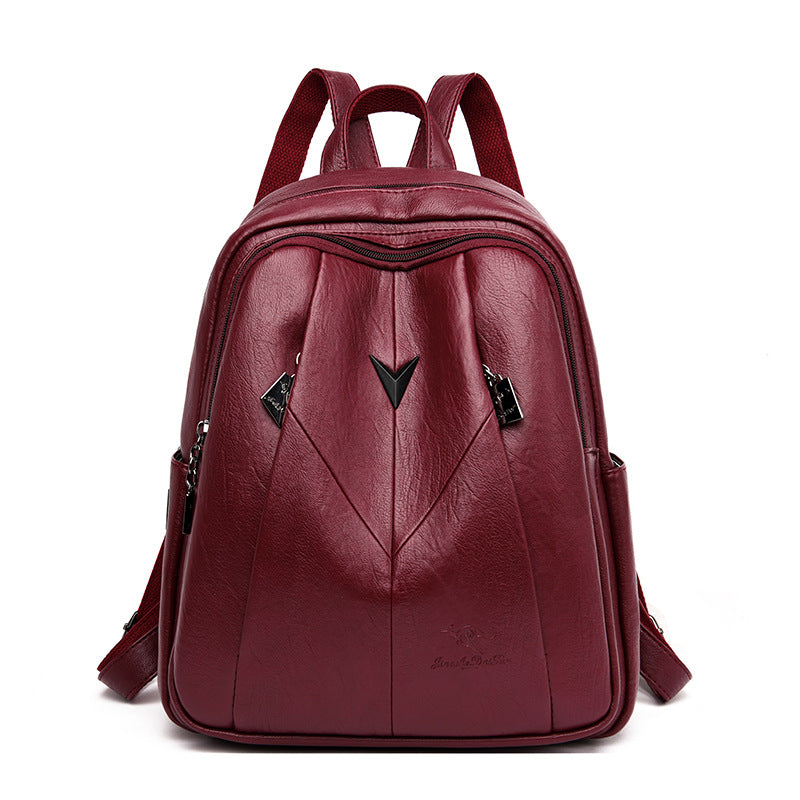Women's Soft Leather Campus Fashion Business Backpacks