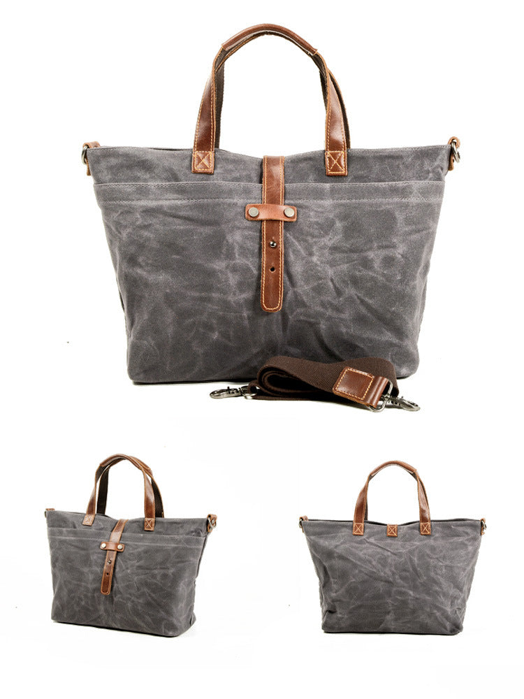 Women's & Men's & Korean Style Oil Wax Canvas Simple Shoulder Bags