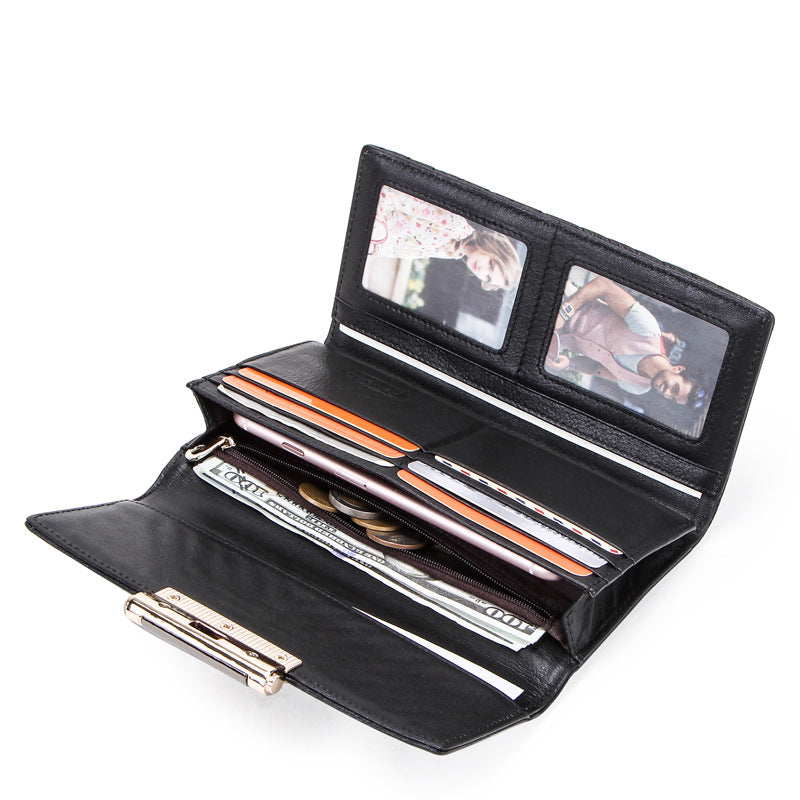 Women's First Layer Cattlehide Leather Fashion Embroidered Ladies Wallets