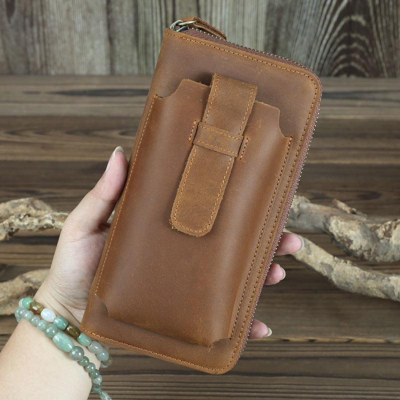 Men's Crazy Horse Leather First Layer Cowhide Rough Mobile Men's Wallets