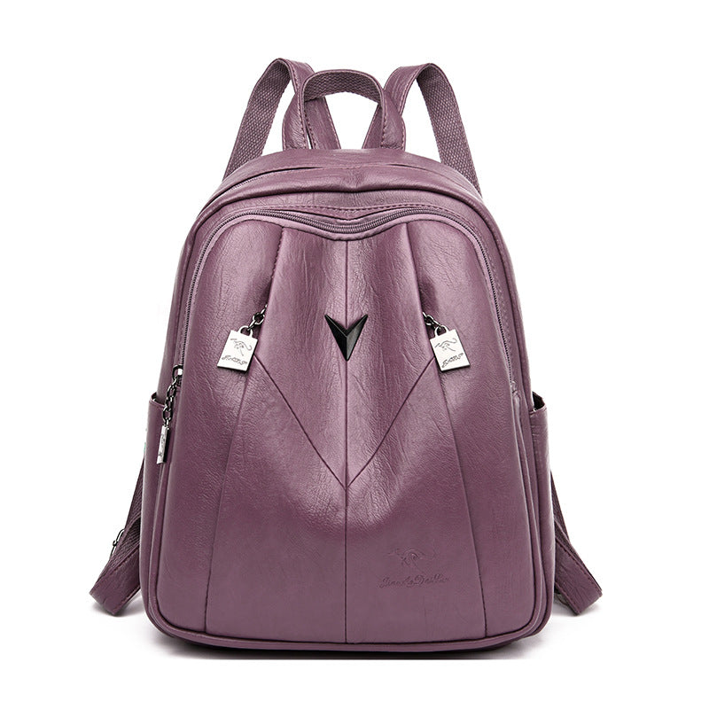 Women's Soft Leather Campus Fashion Business Backpacks