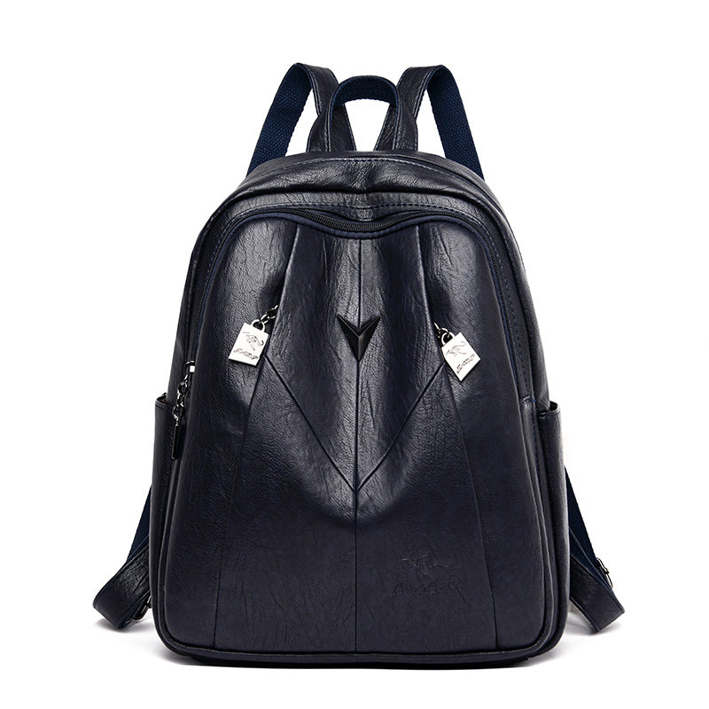 Women's Soft Leather Campus Fashion Business Backpacks