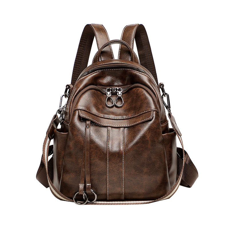 Women's Single Korean Fashion Vintage Leather Backpacks