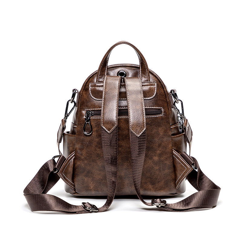 Women's Single Korean Fashion Vintage Leather Backpacks