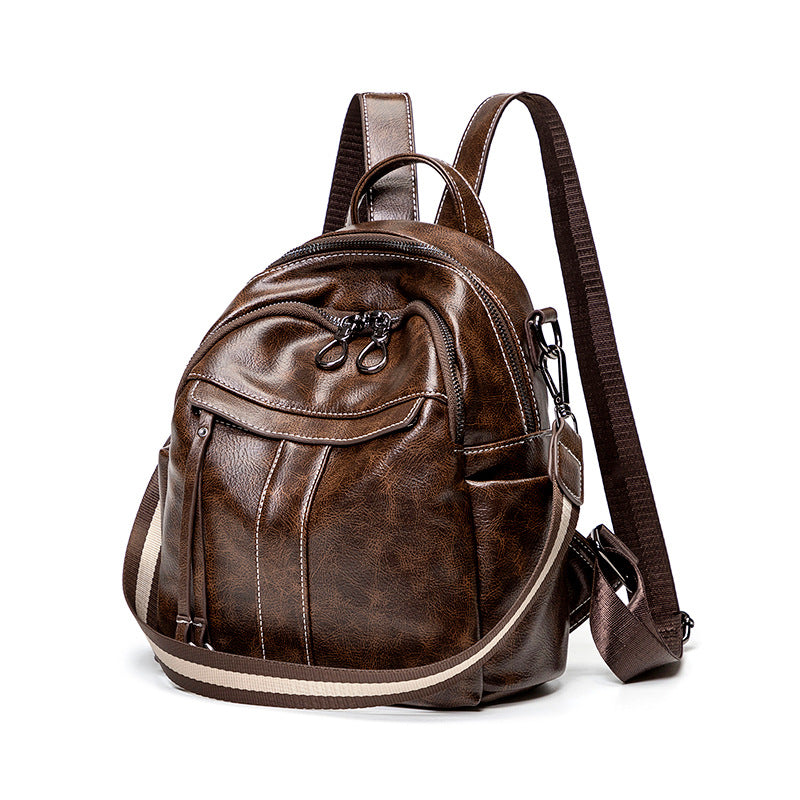 Women's Single Korean Fashion Vintage Leather Backpacks