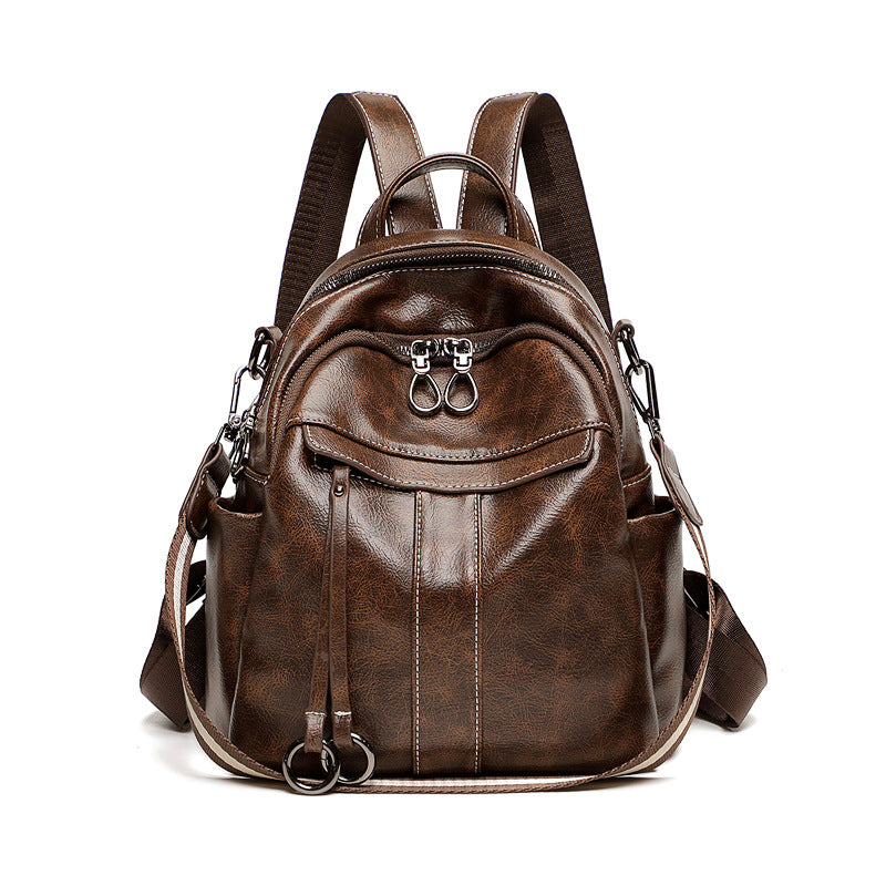 Women's Single Korean Fashion Vintage Leather Backpacks