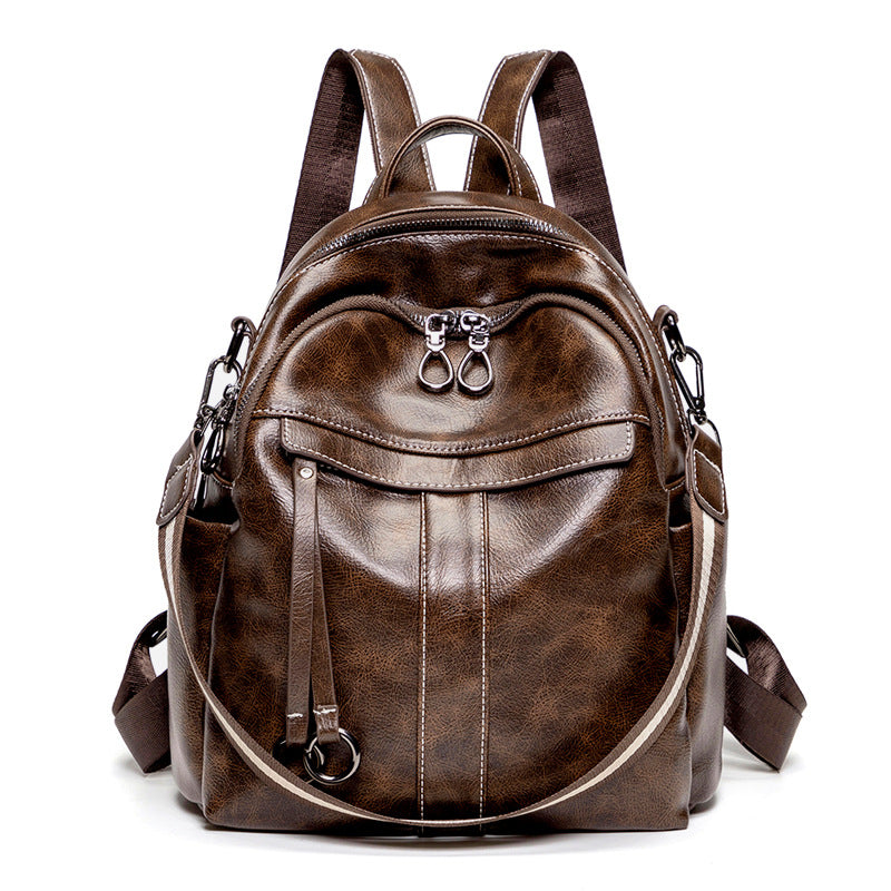 Women's Single Korean Fashion Vintage Leather Backpacks