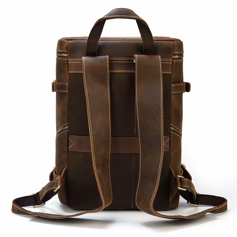 Men's Retro Leather Crazy Horse Computer Backpacks