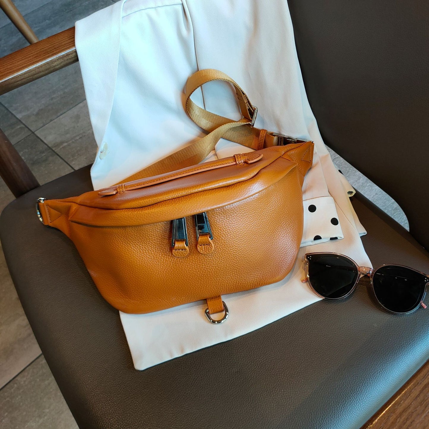 Women's Simple First Layer Cowhide Soft Disco Bags