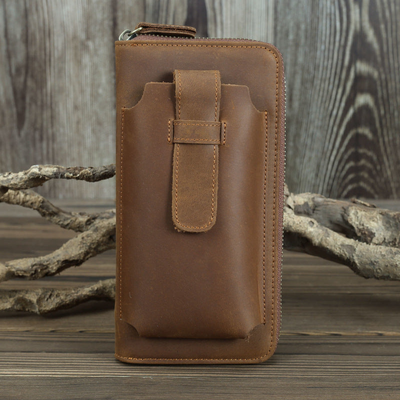 Men's Crazy Horse Leather First Layer Cowhide Rough Mobile Men's Wallets