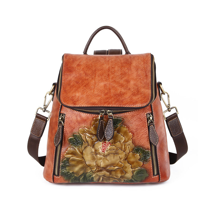 Retro Top Layer Leather Shoulders Large Backpacks