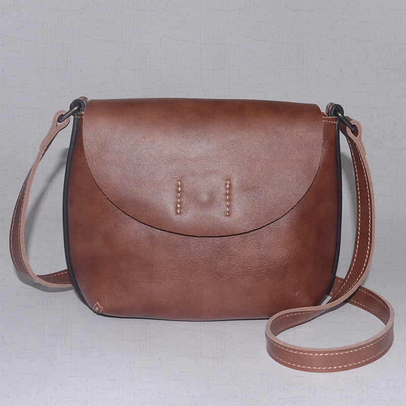 Women's Retro Style First Layer Cowhide Saddle Crossbody Bags
