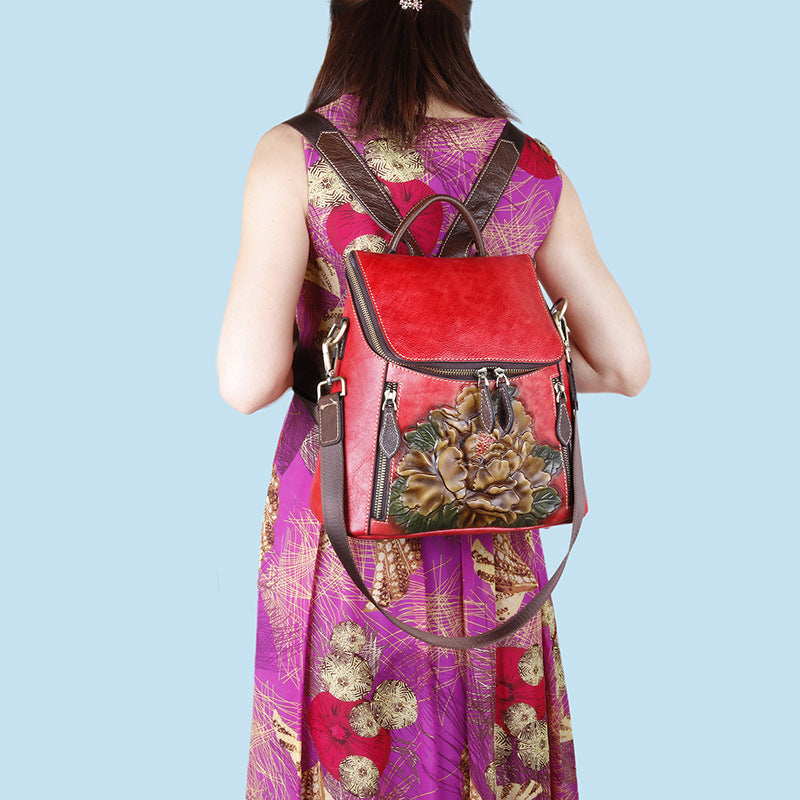 Retro Top Layer Leather Shoulders Large Backpacks