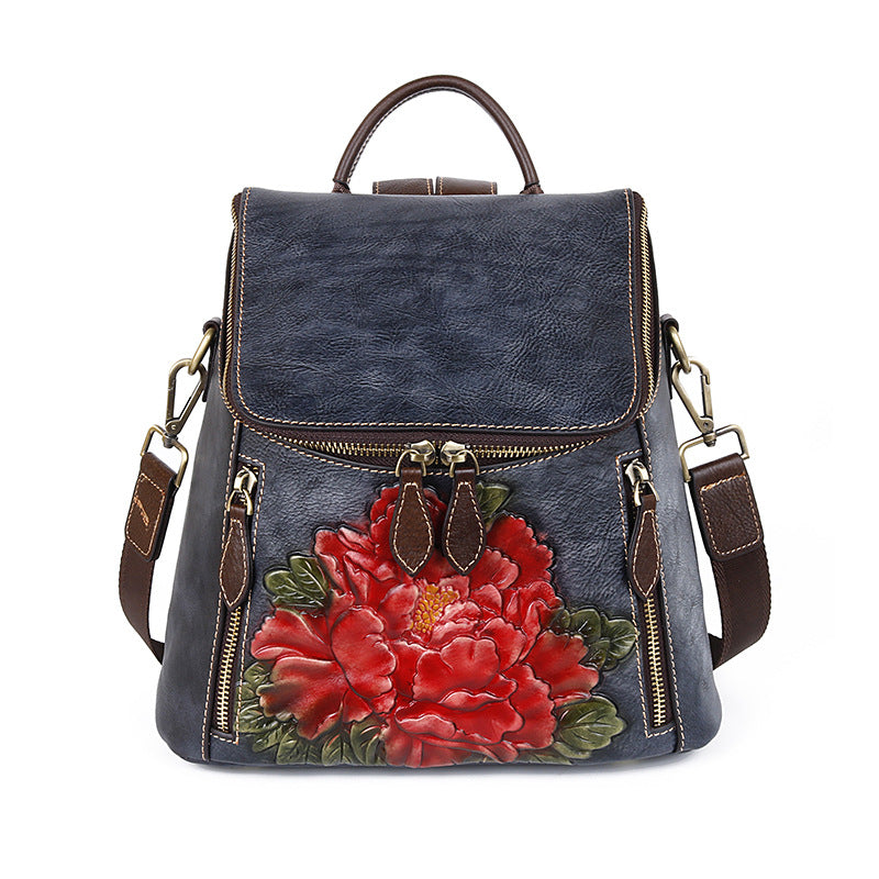 Retro Top Layer Leather Shoulders Large Backpacks