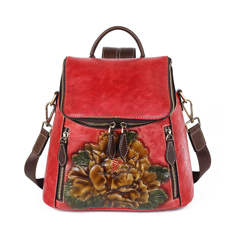 Retro Top Layer Leather Shoulders Large Backpacks