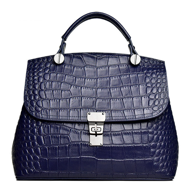 Women's Leather First Layer Cowhide Alligator Print Handbags