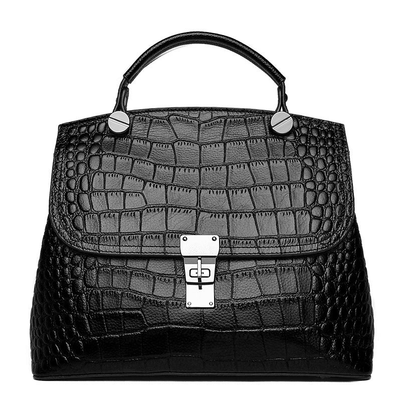 Women's Leather First Layer Cowhide Alligator Print Handbags