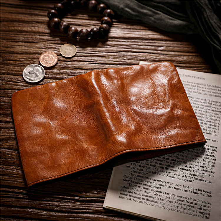 Men's Short Leather Simple Vegetable Tanned First Men's Wallets