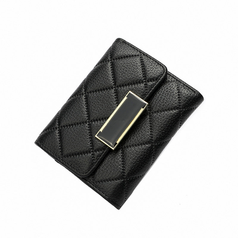 Women's Leather Folding Fashion First Layer Short Ladies Wallets