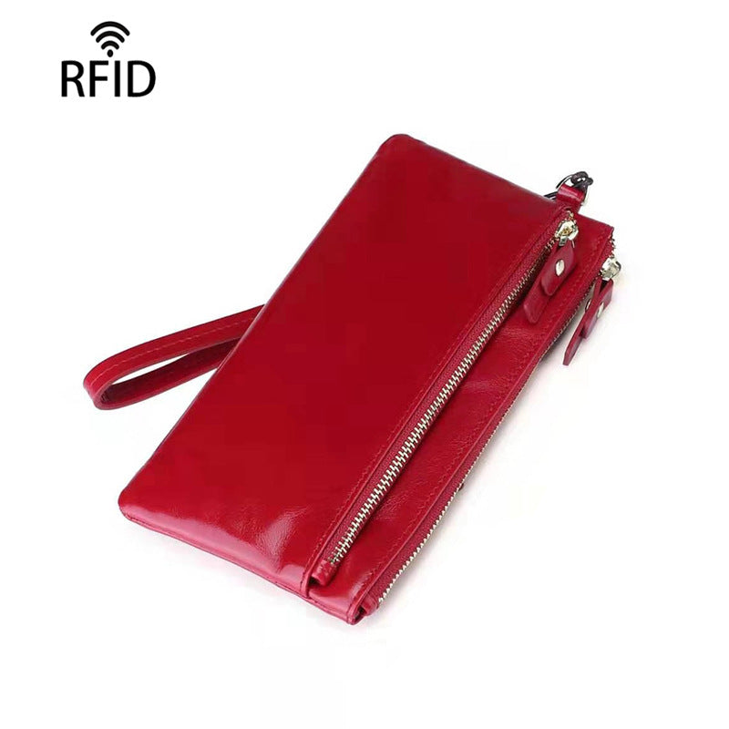 Fashion Oil Wax Leather Retro Long Ladies Wallets