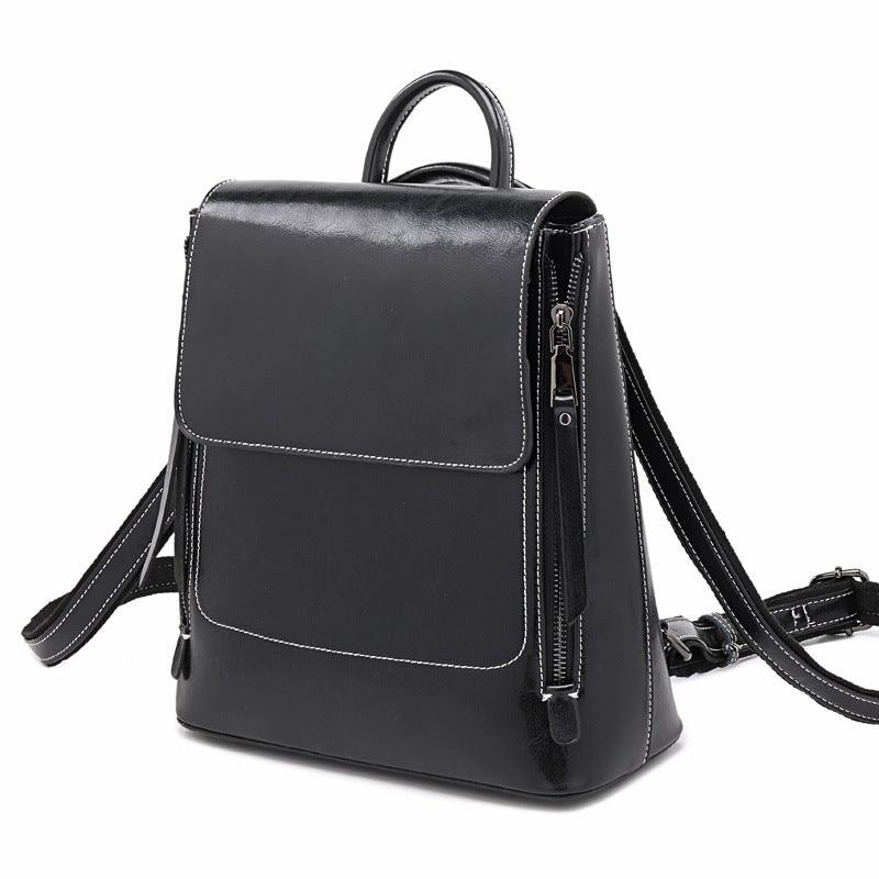 Women's Genuine Leather Fashion Trend Oil Wax Backpacks